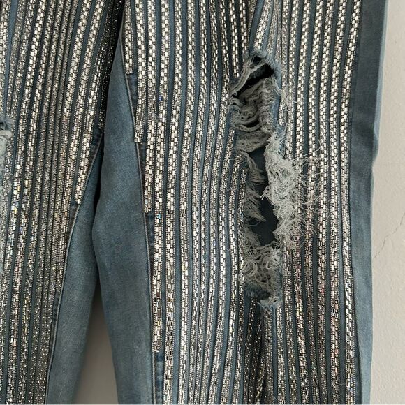 Patrick Starr Fashion to Figure Turn Up High Rise Rhinestone Jeans Sze 14 - Picture 3 of 10